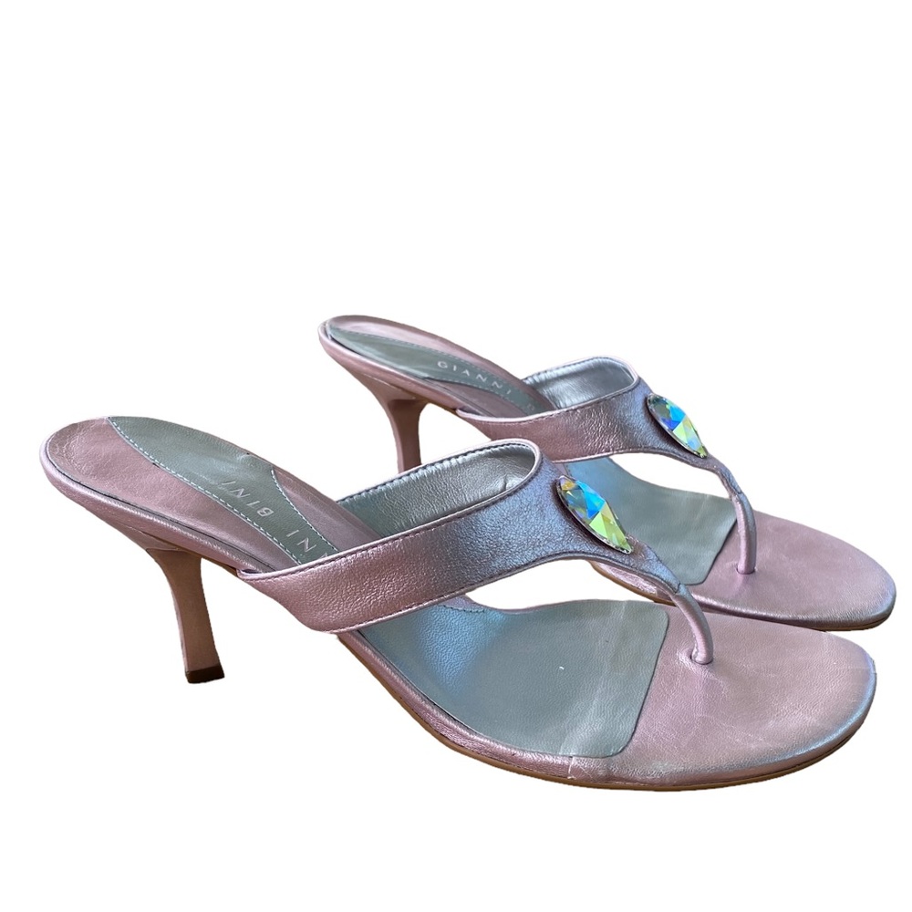 Gianni Bini Metallic Pink Gem 3inch Heels Size 7.5